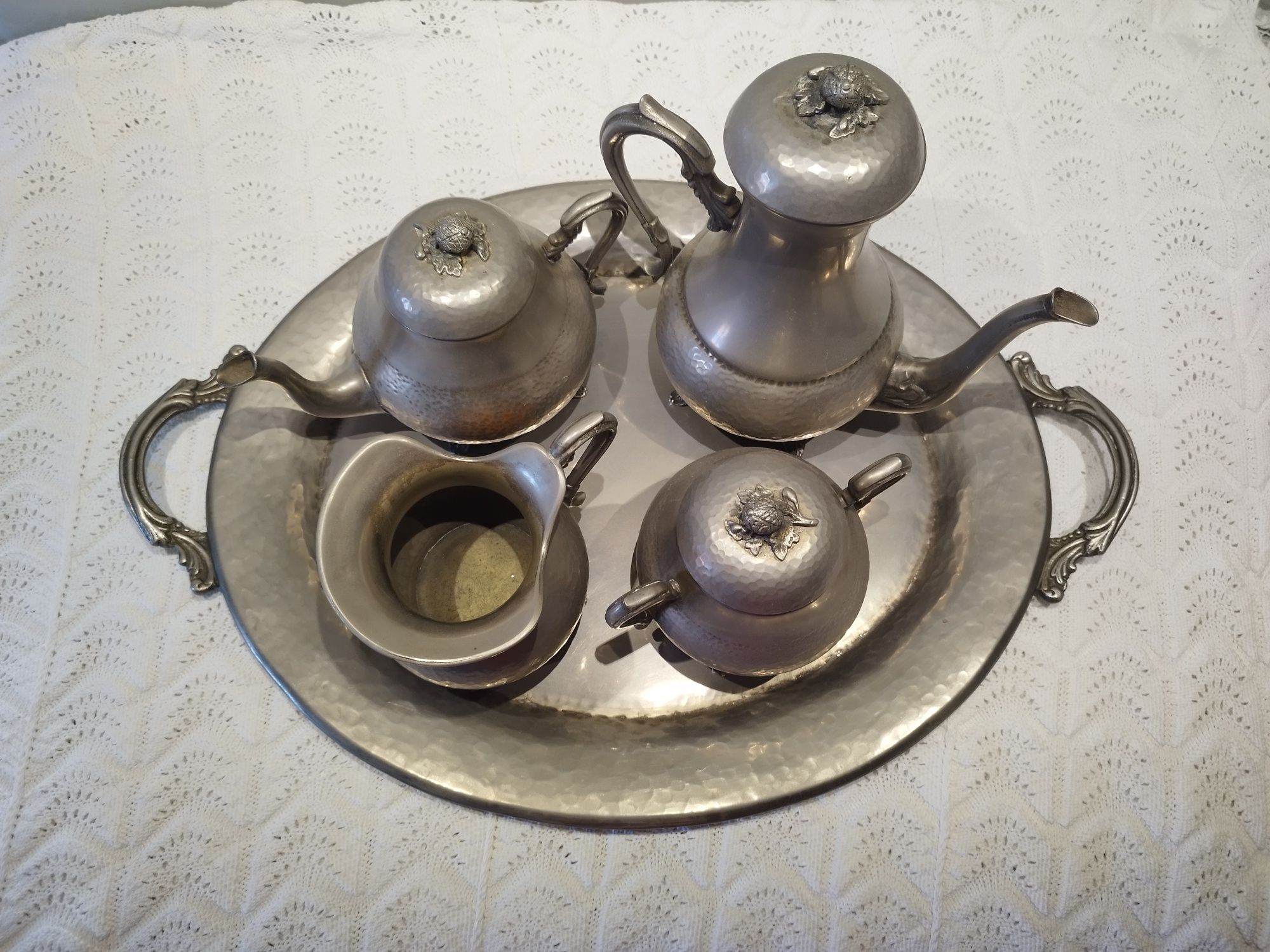 Conjunto de chá/café em estanho