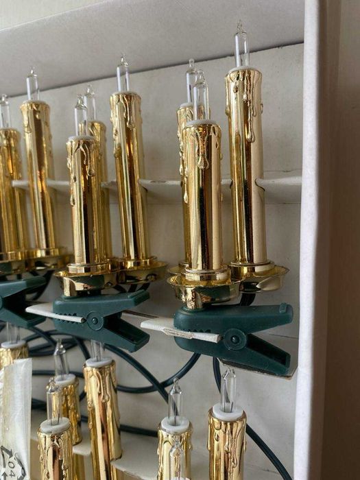 Винтажная гирлянда свечи на прищепке золотые в новом состоянии