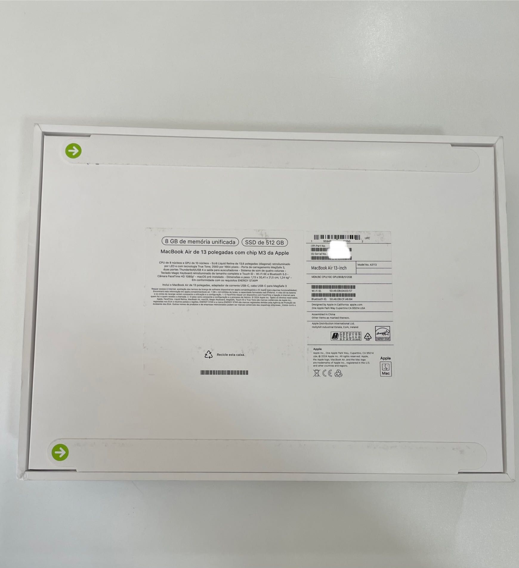 EMBALAGEM SELADA - Apple MacBook Air 13" com chip M3 512GB