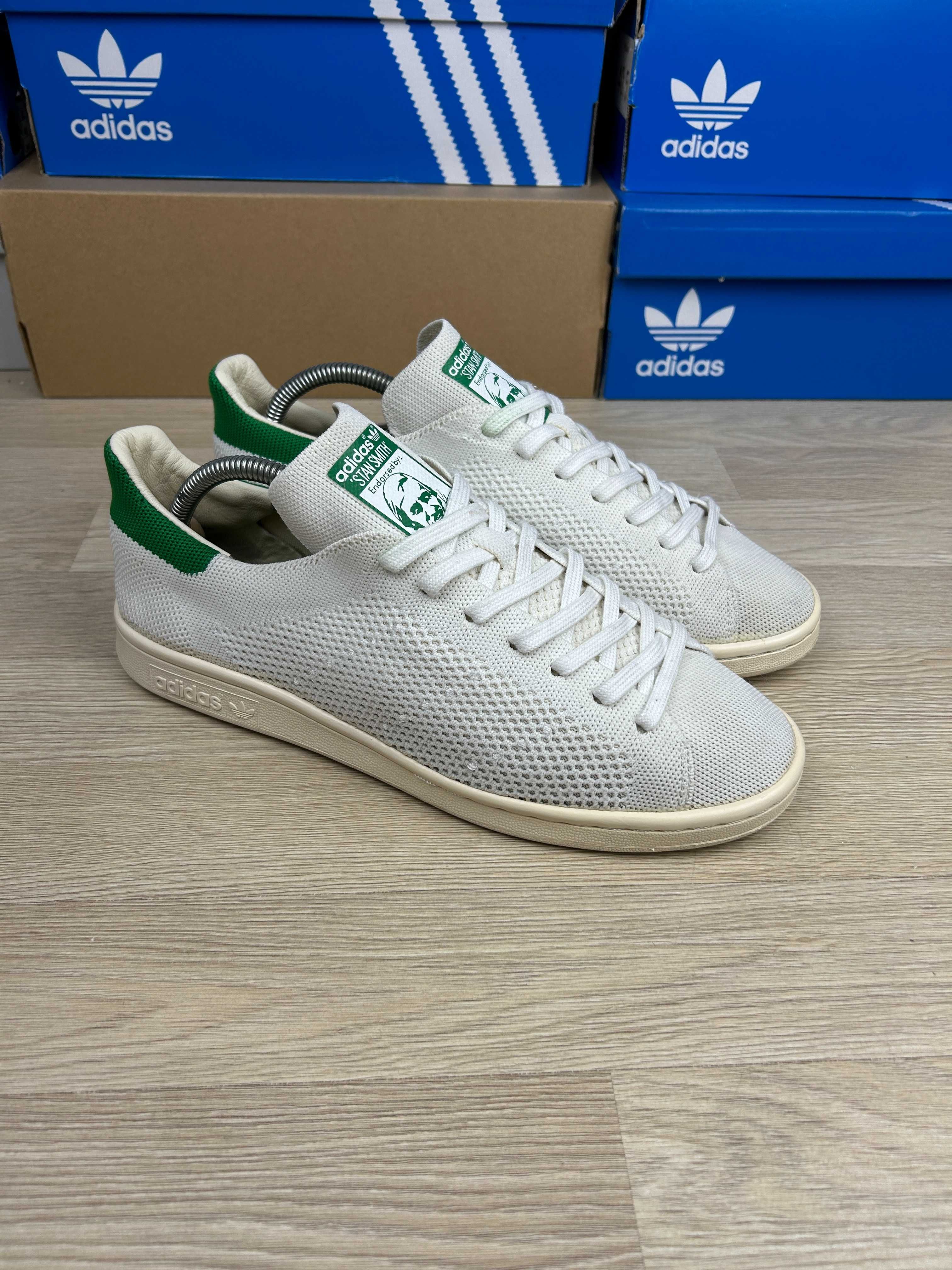 Кроссовки кеды Adidas Stan Smith Primeknit сеточка белые мужские 42