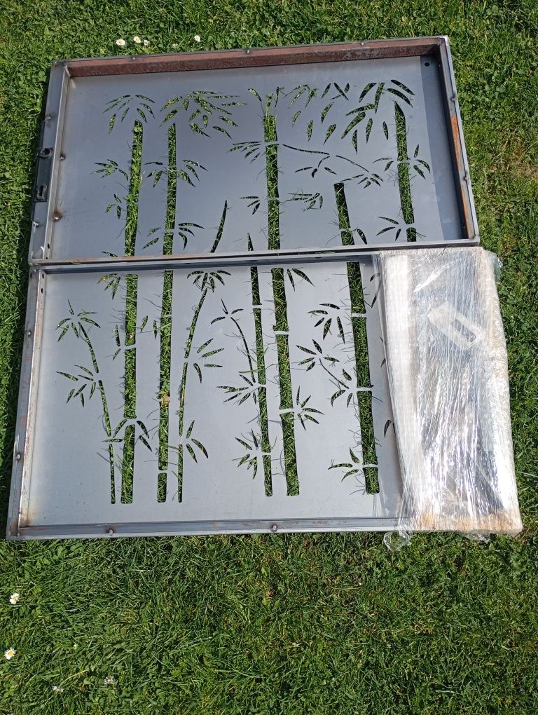 vidaXL Furtka ogrodowa, 85x100 cm, stal kortenowska, motyw bambusa