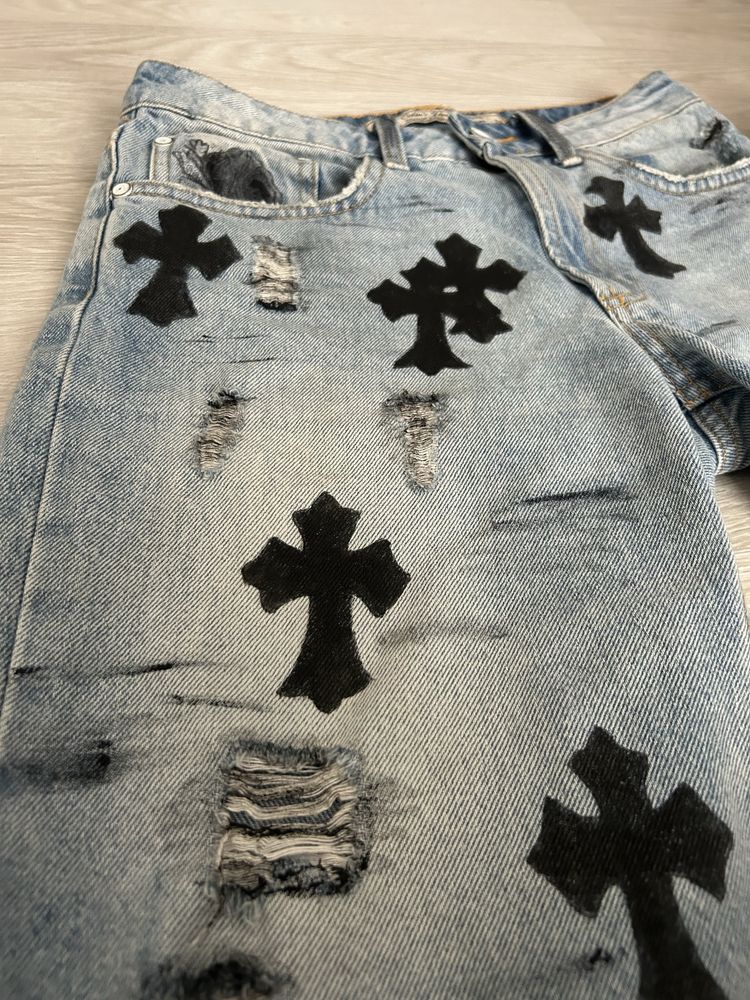 Кастомні Джинсові Шорти Crome Hearts