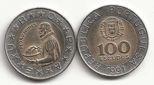 Lote 2 moedas de 100$00 de 1995  Pedro Nunes