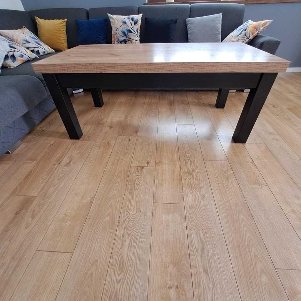 Duży stół i ława dąb craft/czarny na sprzedaż