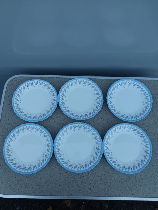 Обеденные тарелки LUMINARC ARCOPAL   Синяя кайма Цветы Зубчатая