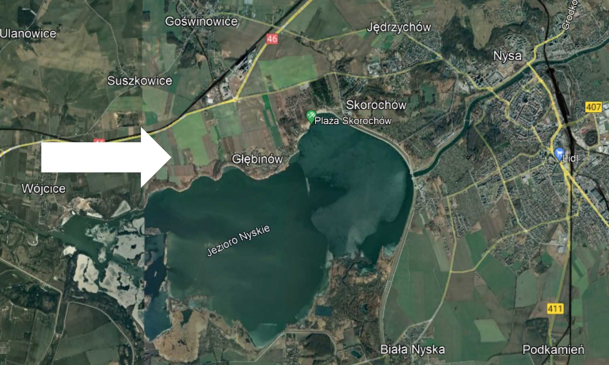 Budowlana działka nad jeziorem 10ar NYSA - WÓJCICE
