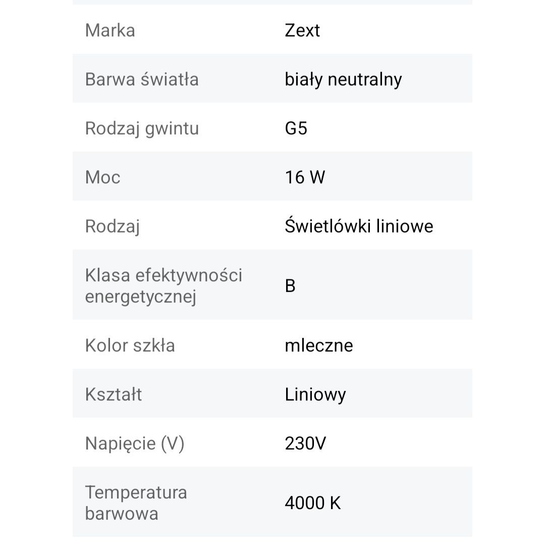 Świetlówka liniowa T4 16 W 4000 K