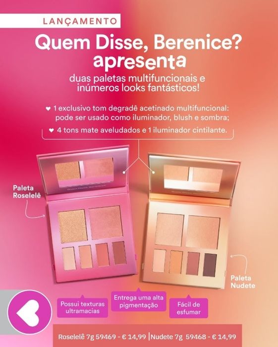 Paletas de sombras QDB O Boticário