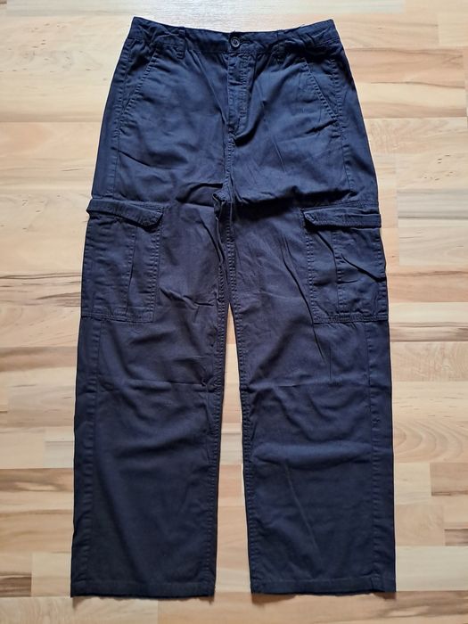 czarne spodnie chlopiece z szerokimi nogawkami i kieszeniami 158cm