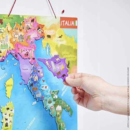 Janod Mapa Włoch Puzzle dla dzieci z drewna J. Włoski Gra Edukacyjna