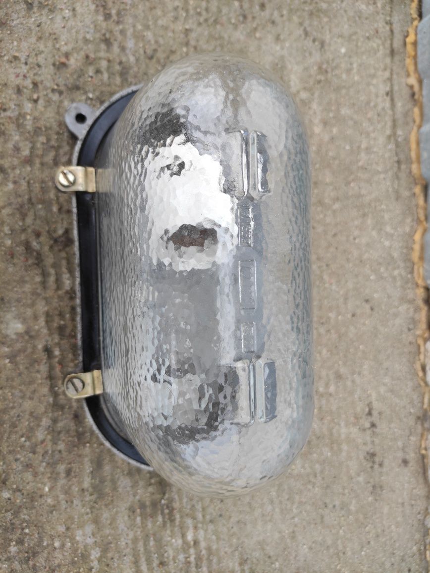 Plafon szklany aluminiowy lampa sufitowa kanałowa vintage retro PRL