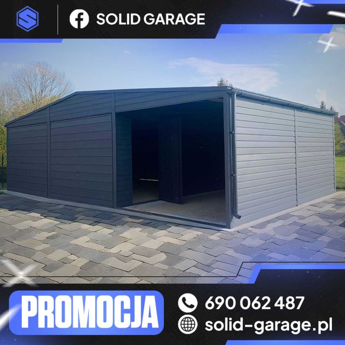 Domek blaszany 9x6m garaz  z wiatą dwustanowiskowy grafit |10x5m|