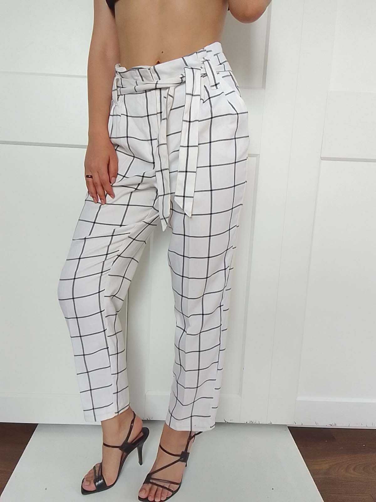 Nowe białe spodnie chinos wysoki stan M L 38 40