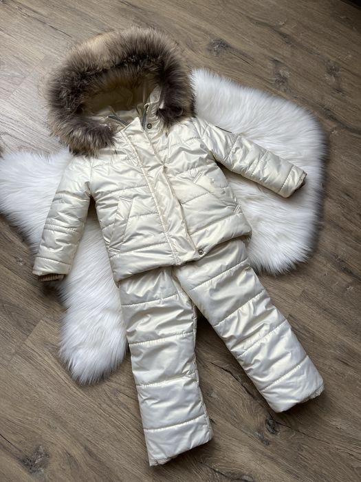 Зимовий напівкомбенізон і куртка , натуральне хутро , комбенізон