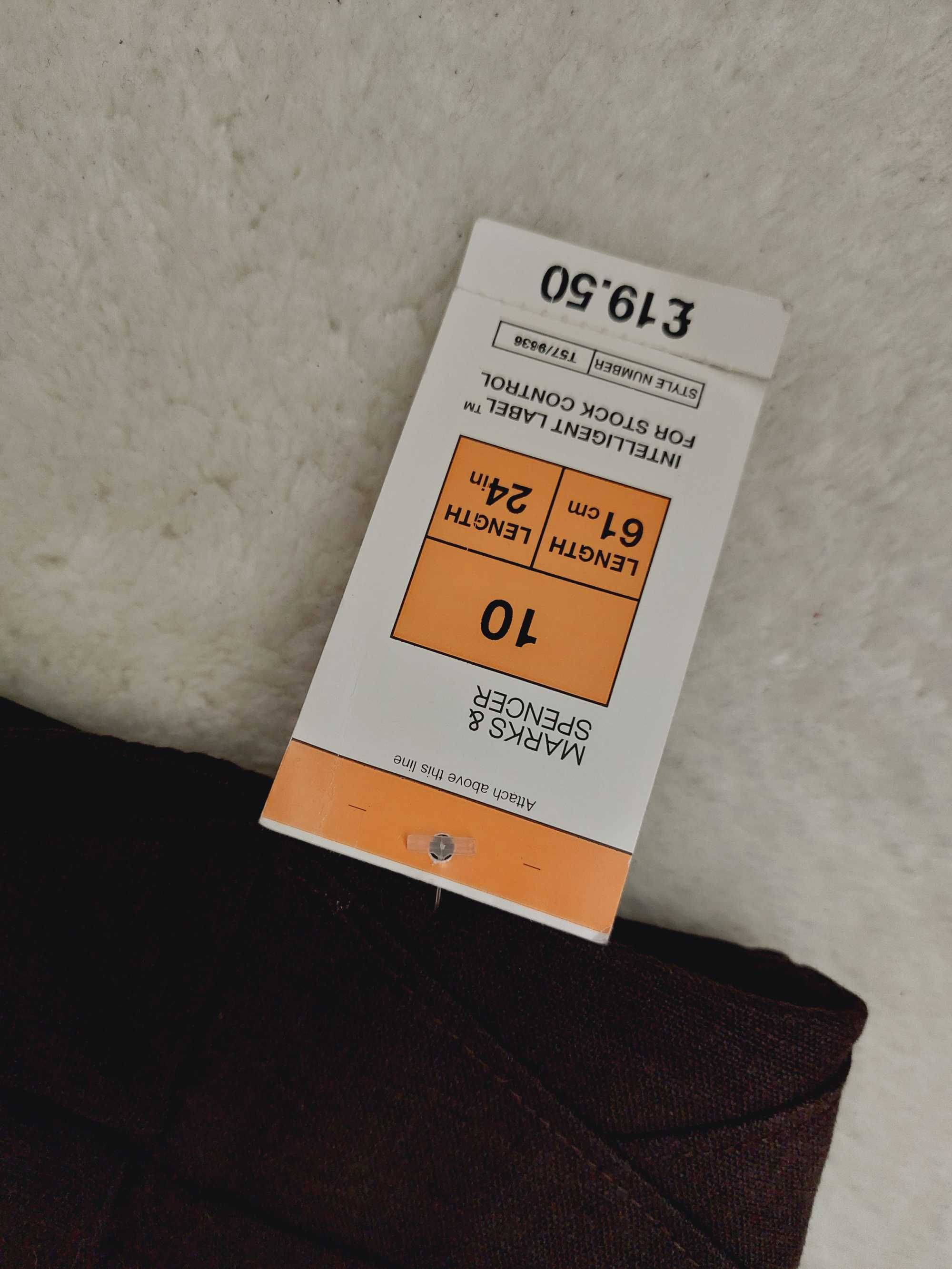 Marks spencer spódnica len wiskoza m brązowa midi biurowa z podszewką