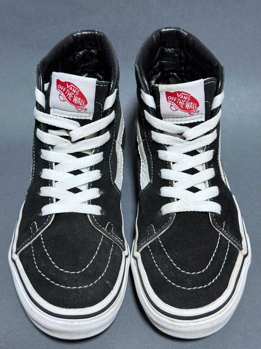 Кеди Vans 32 розмір високі чорні шкіряні школярам до школи