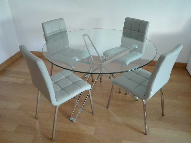 Mesa Sala Dourada / Cromada  + 4 CADEIRAS - NOVO