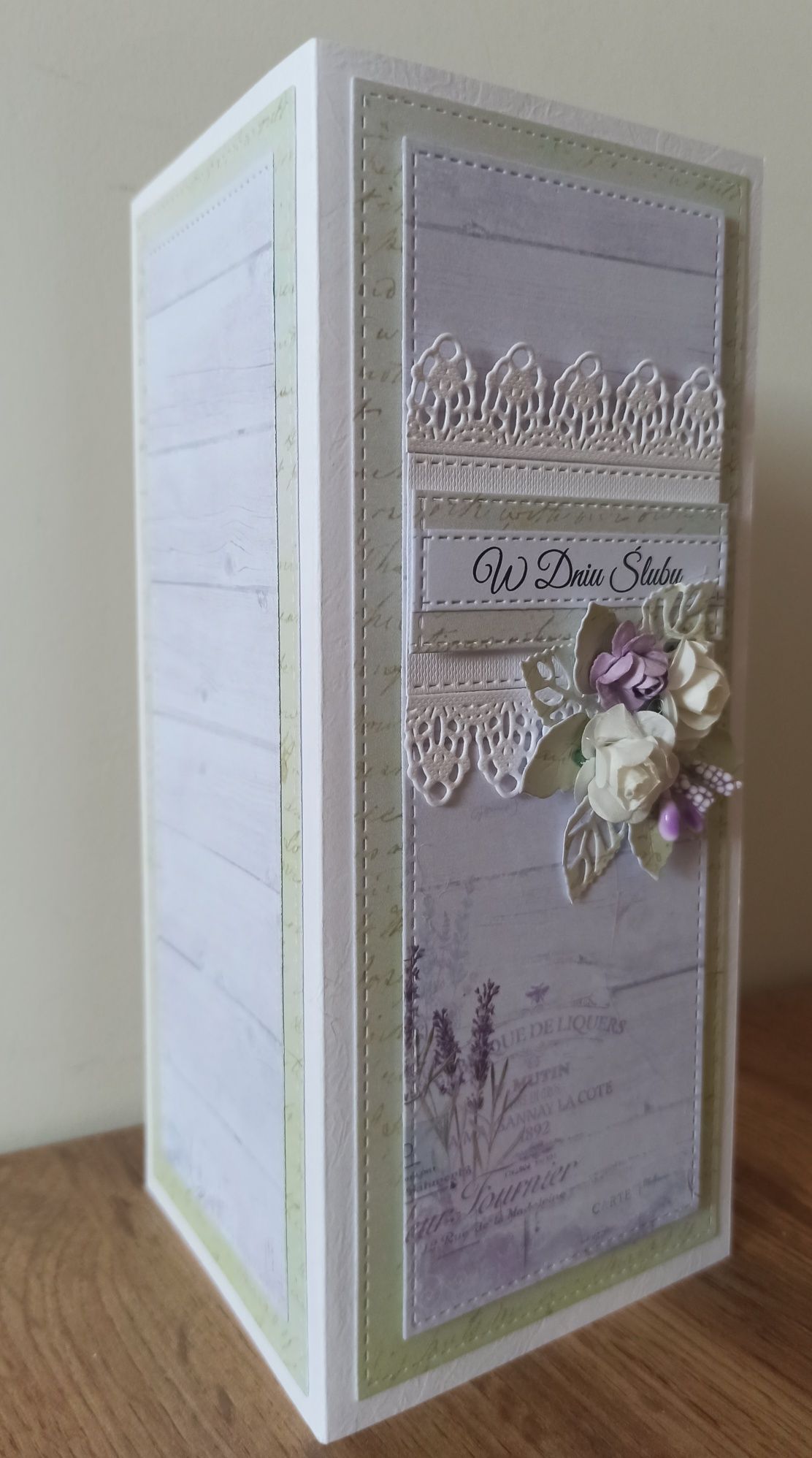 Kartka ręcznie robiona na ślub scrapbooking DL