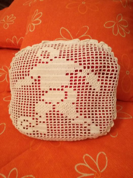 Colcha em Crochet para Cama + 2 Almofadas