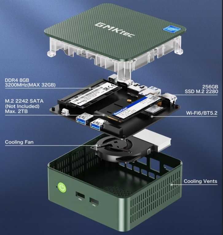 Komputer GMKtec Mini PC Intel N100 8 GB DDR4 256 GB SSD Windows 11 Pro