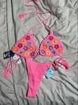 Bikini, szydełkowany strój kąpielowy w kwiatki tezenis nowy xs / s
