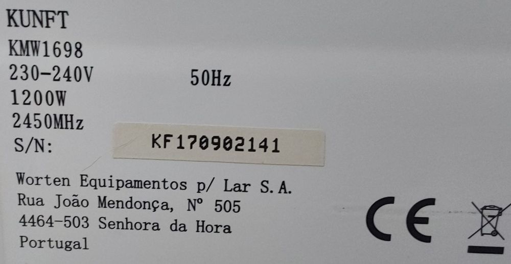 MICROONDAS KUNFFT COMPLETO. Casa,Cozinha,Campismo,Trabalho,Garagem.