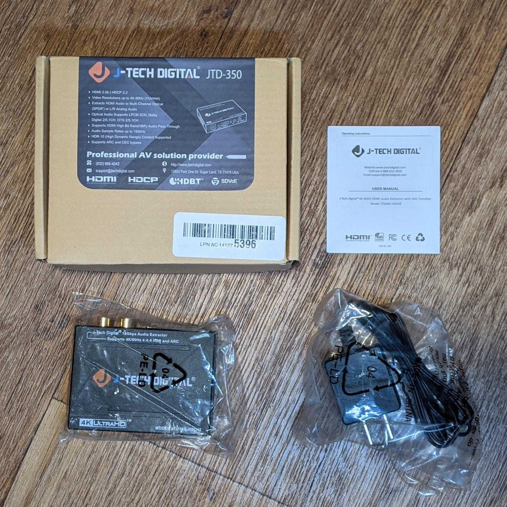 J-Tech Digital | 4K60Hz HDMI Audio Extractor | HDMI-ARС