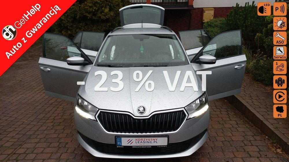 Skoda Fabia 1.0 TSI 95 KM Salon PL Serwis ASO FV23% 29 Netto Kier.wielof. AF