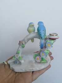Estatueta porcelana Pássaros Artibus castiçal