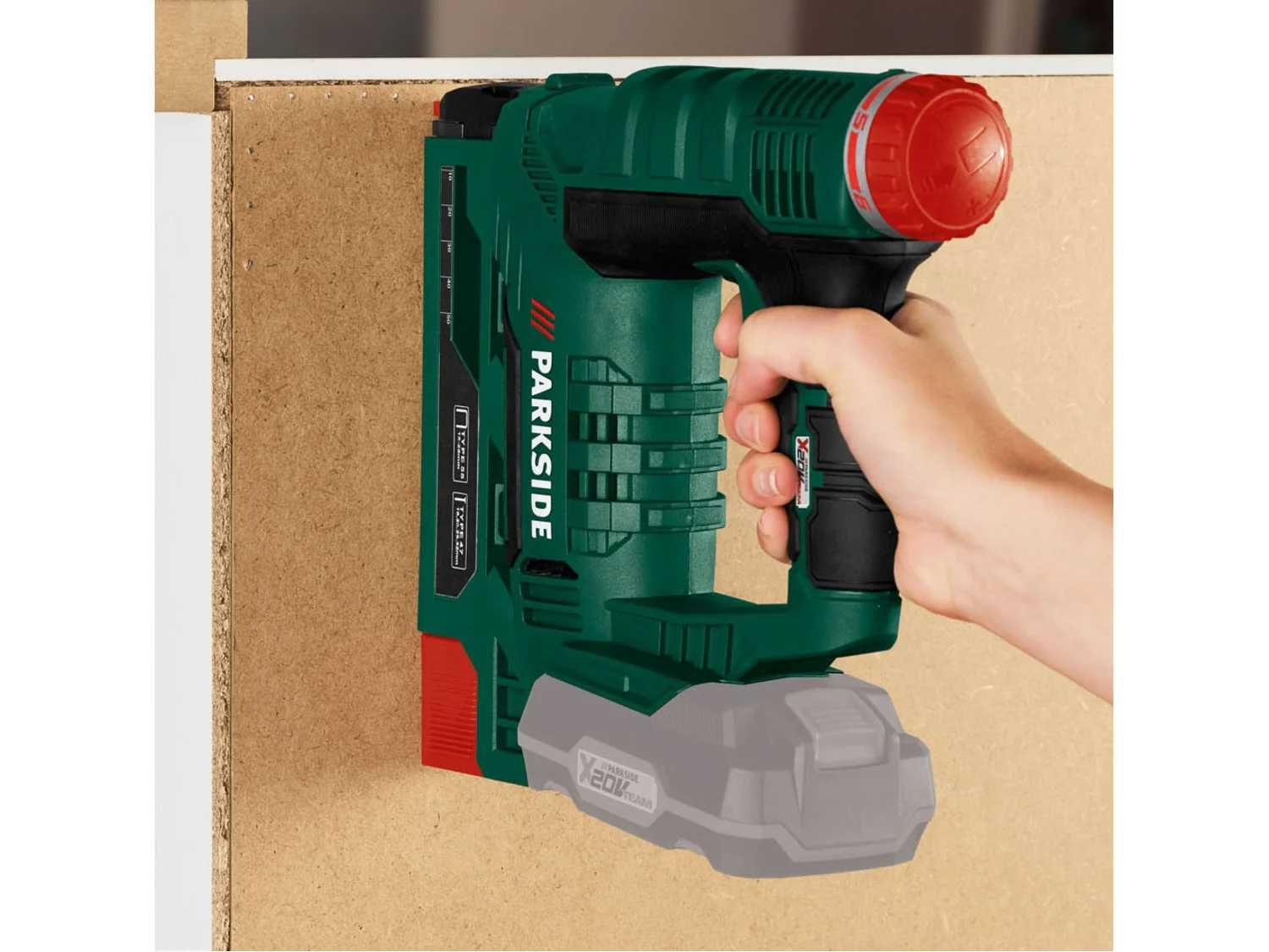 Zszywacz  akumulatorowy gwoździarka Parkside PAT 20V A1 model 2025r.