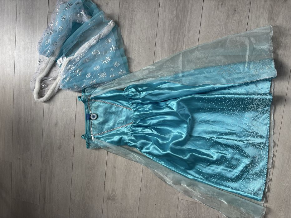 Sukienka Disney Elsa Kraina Lodu stroj przebranie 128 134 peleryna