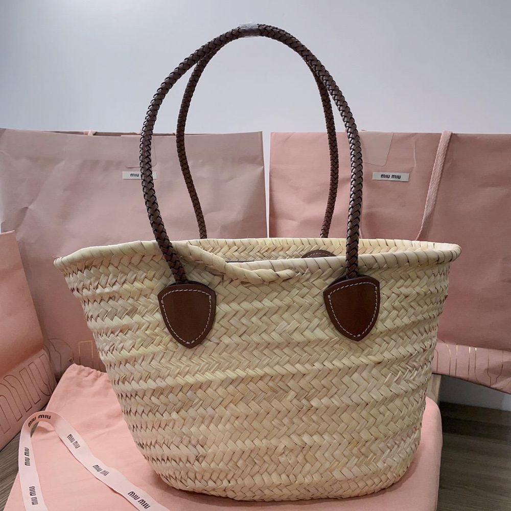 Koszyk Miu Miu Raffia Neutral