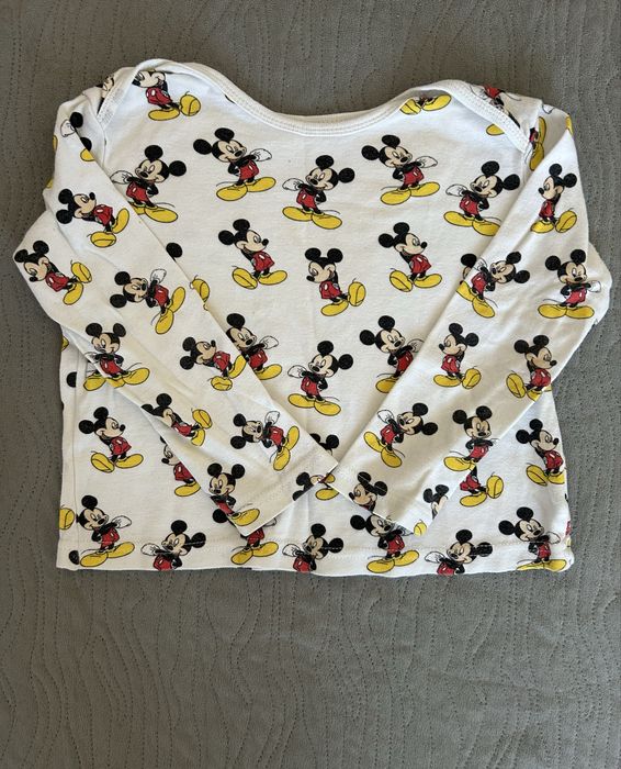 Piżamka biala dresik bluzka spodnie myszka miki mickey mouse 98