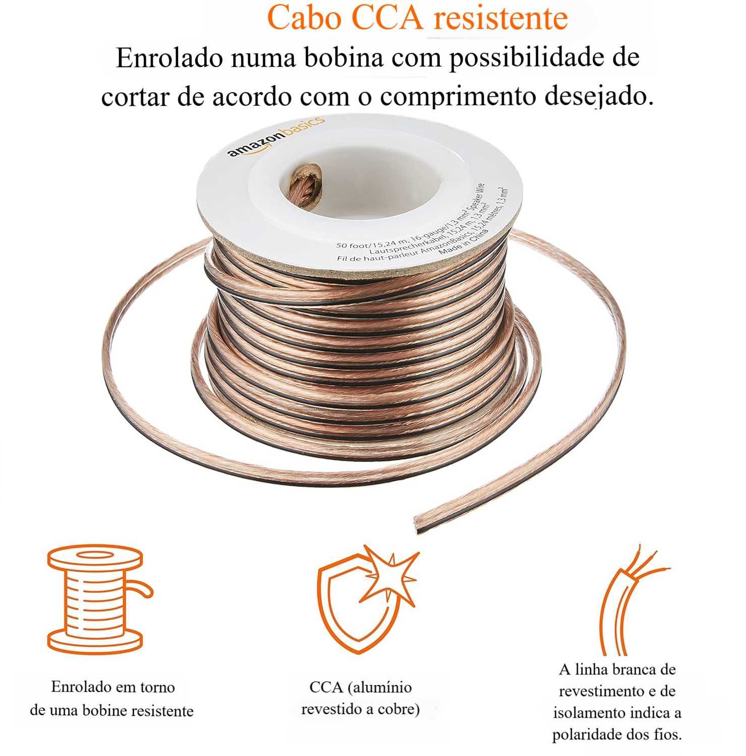 Cabo / de áudio / Em aço / Colunas de som / Amplificadores / Recetores