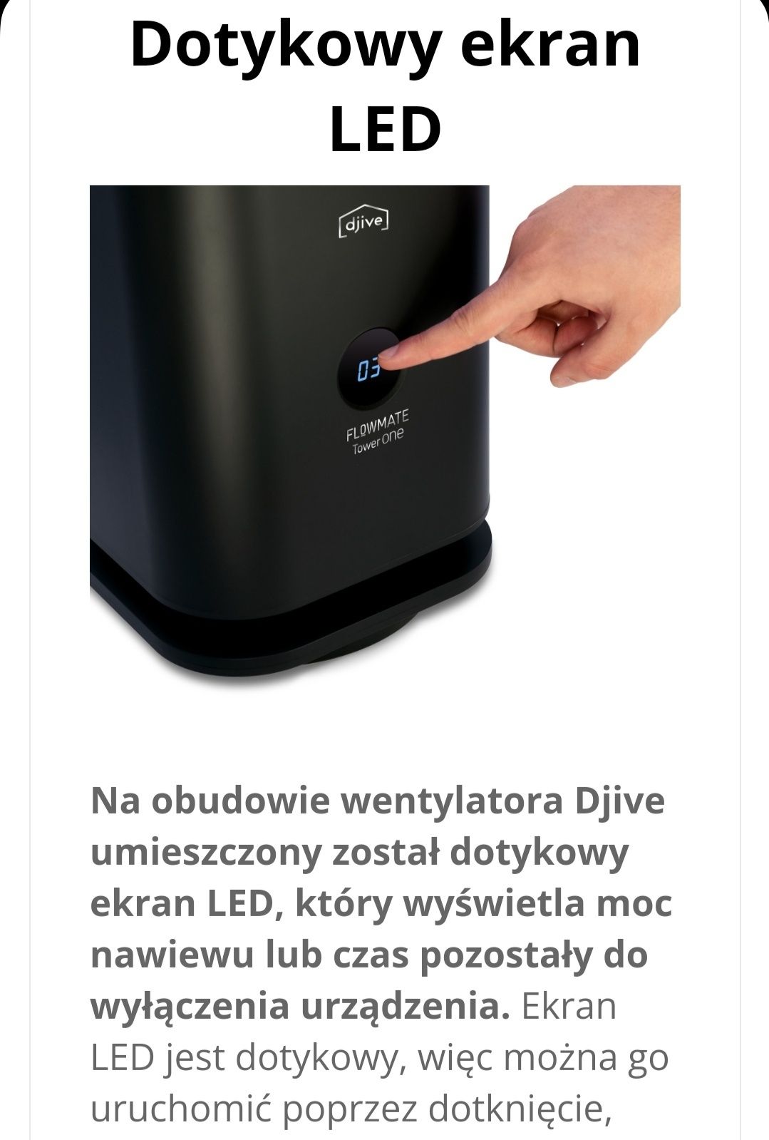 Djive TOWER ONE wentylator chłodzący z funkcją oczyszczania powietrza