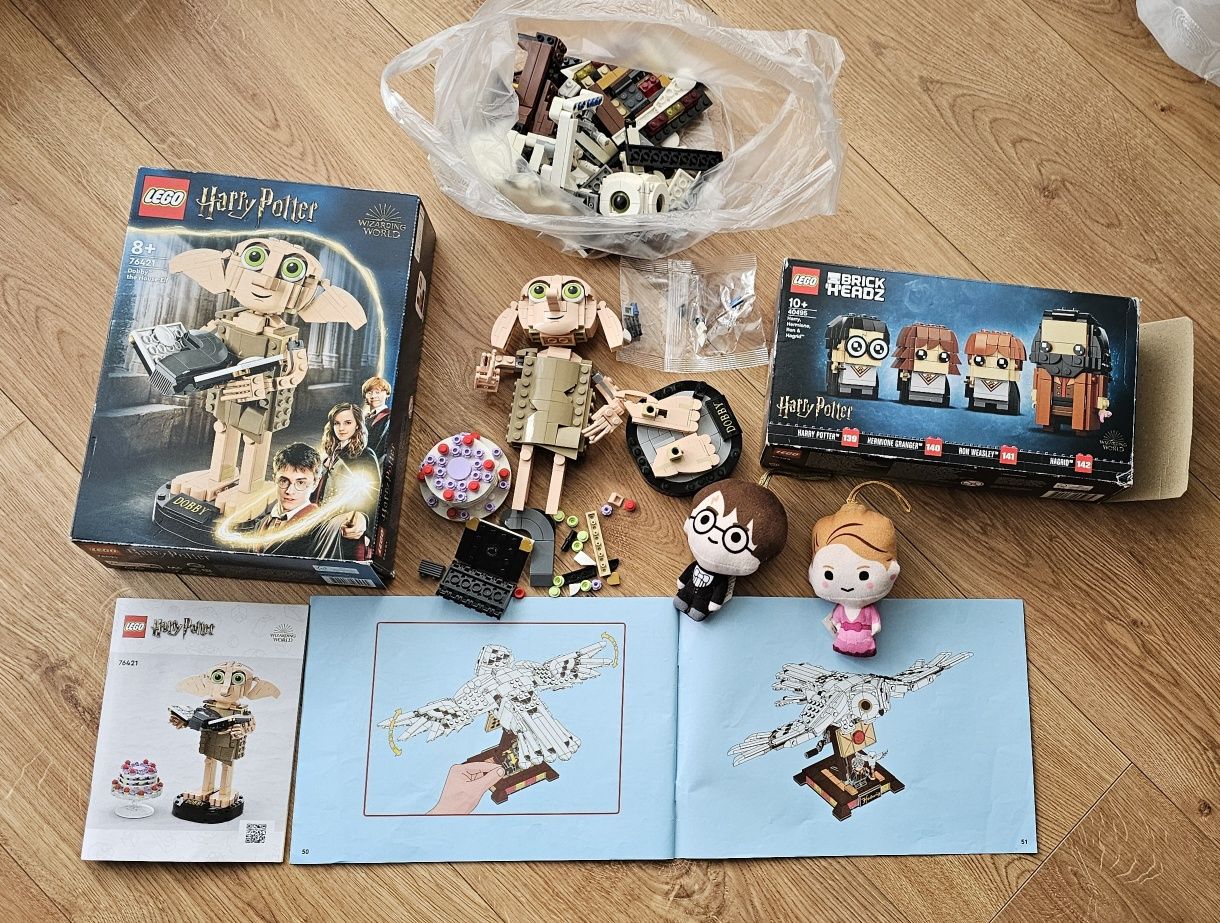 Harry Potter zestaw Klocki lego Zgredek Harry, Hermiona,Ron, Hedwiga