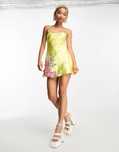 Asos Design 36 S Zdobiona Zółta Sukienka Mini J22123