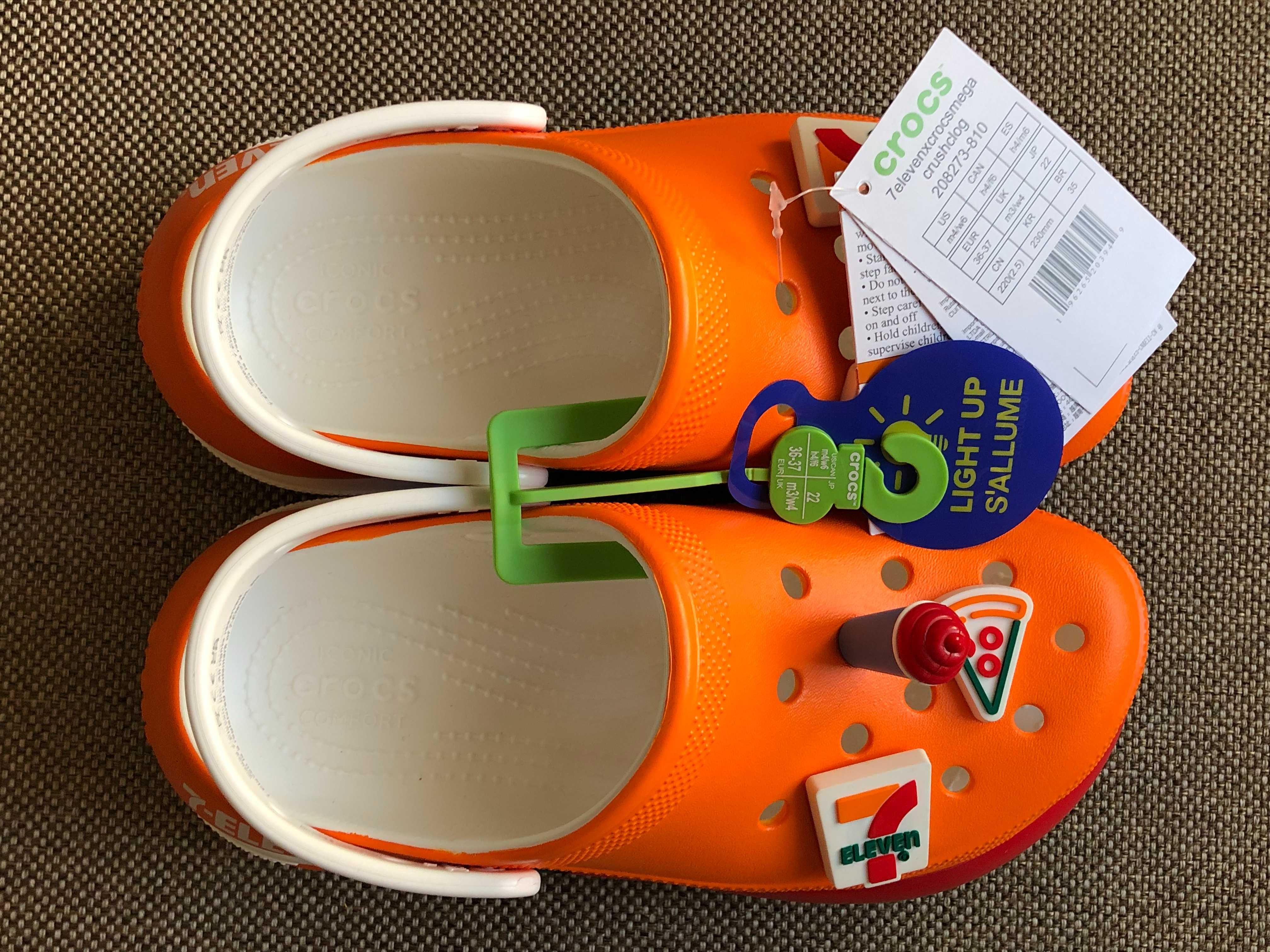 Сабо 7-Eleven X Crocs Mega Crush Clog, кроксы, шлепанцы, клоги W6