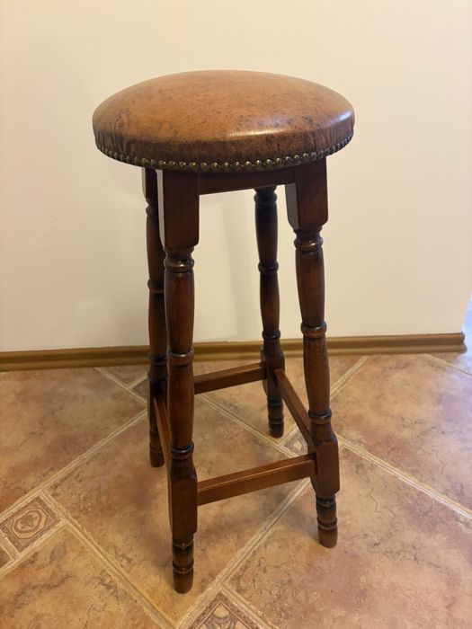 Hoker barowy drewniany skorzany cena za 2 sztuki