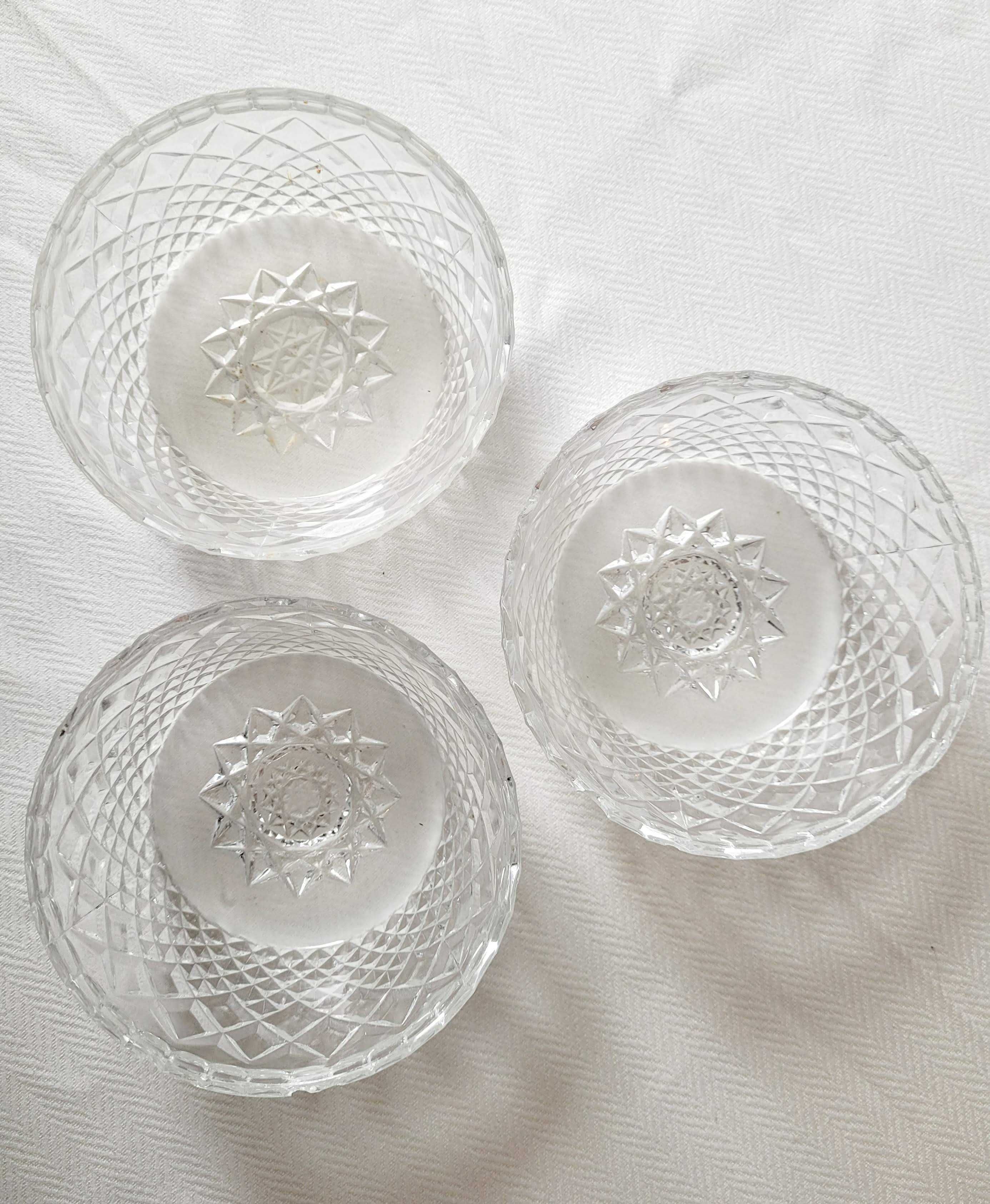 Kryształ - 3 miseczki - średnica 11,5 cm, piękny szlif
