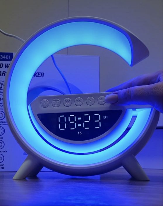 Настільна лампа-нічник 22 см. діам. Smart 3в1 бездротова зарядка