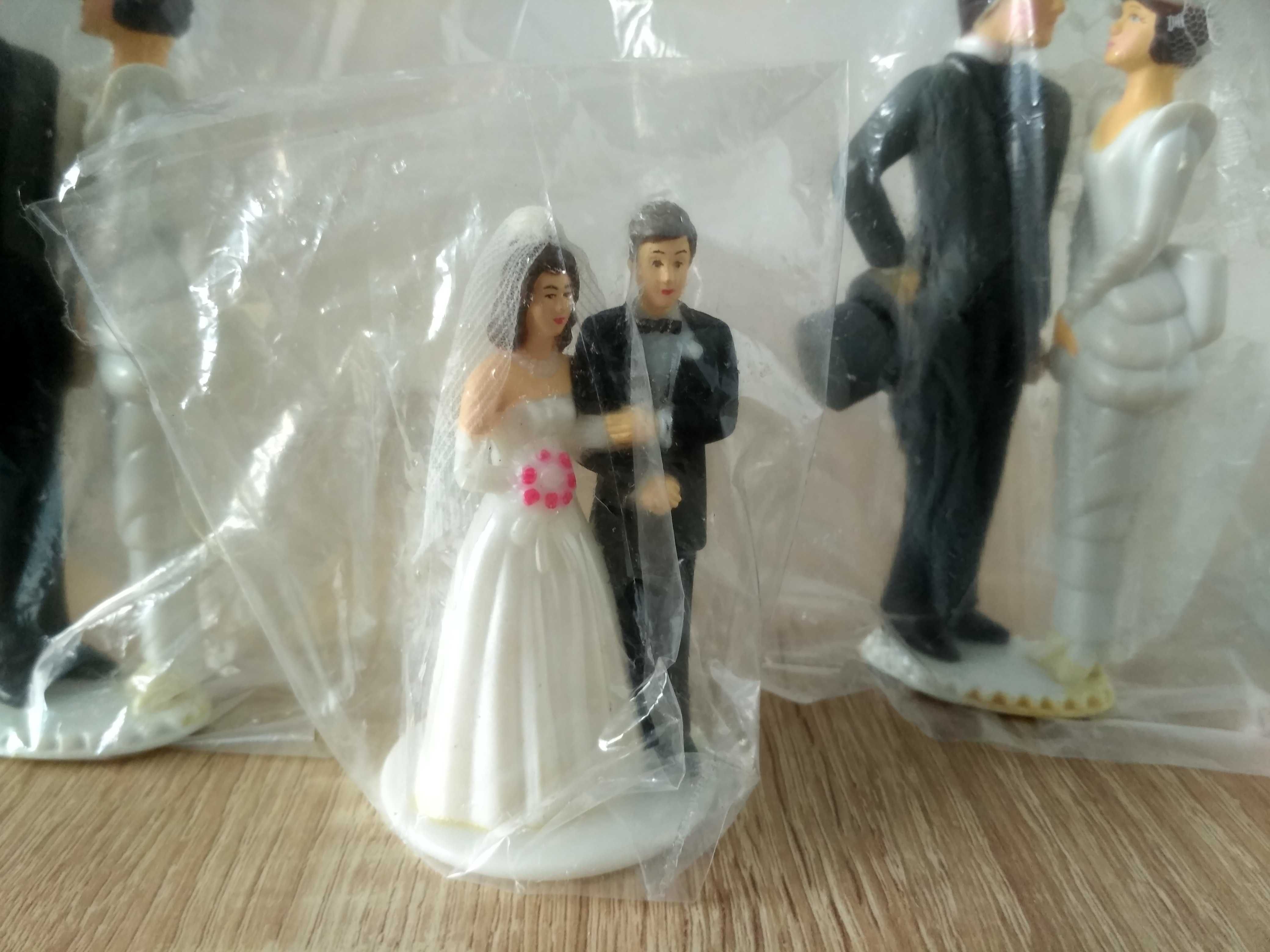 Ozdoba na wierzch tortu weselnego, do stołu, panna młoda i pan młody