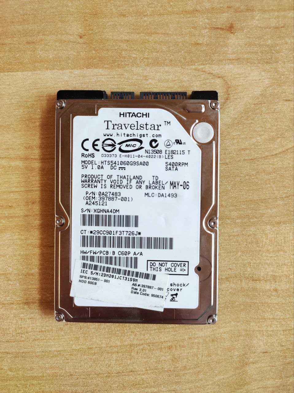 Жорсткий диск HDD Hitachi HTS541060G9SA00 60Gb 2.5 з бедами