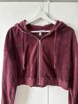 Krótka bluza burgundowa z kapturem H&M rozmiar M welurowa