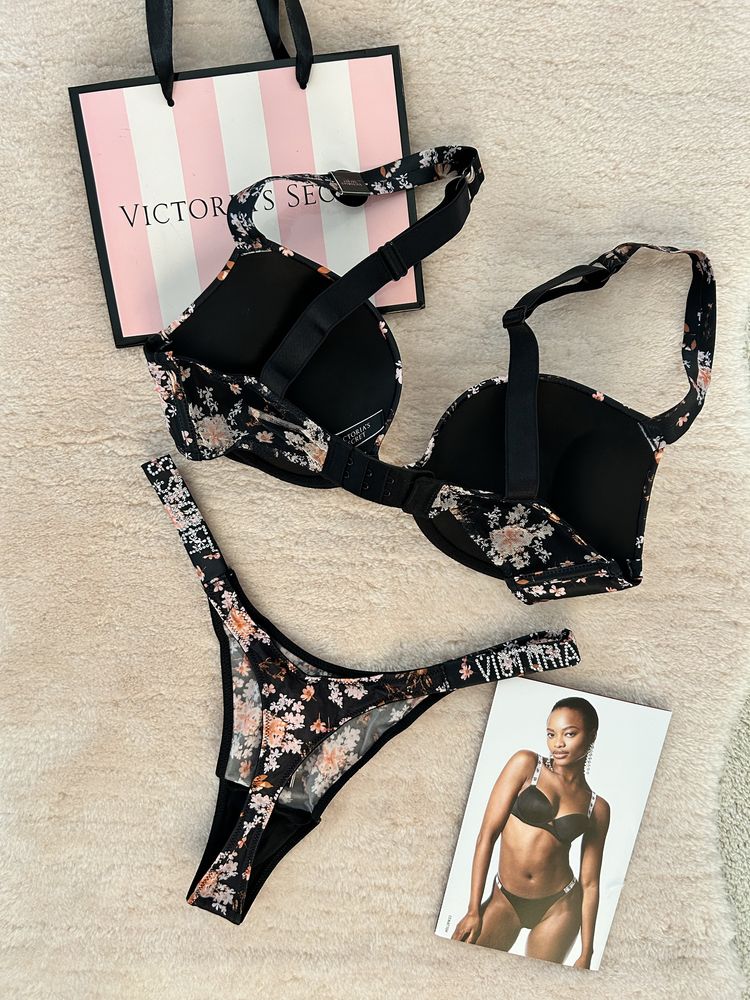 Victoria’s Secret komplet stanik 70C push up shine strap majtki M nowe