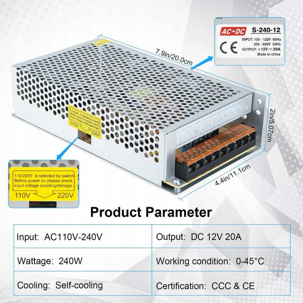 Zasilacz transformatowy prąd zmienny 100V 240V na prąd stały