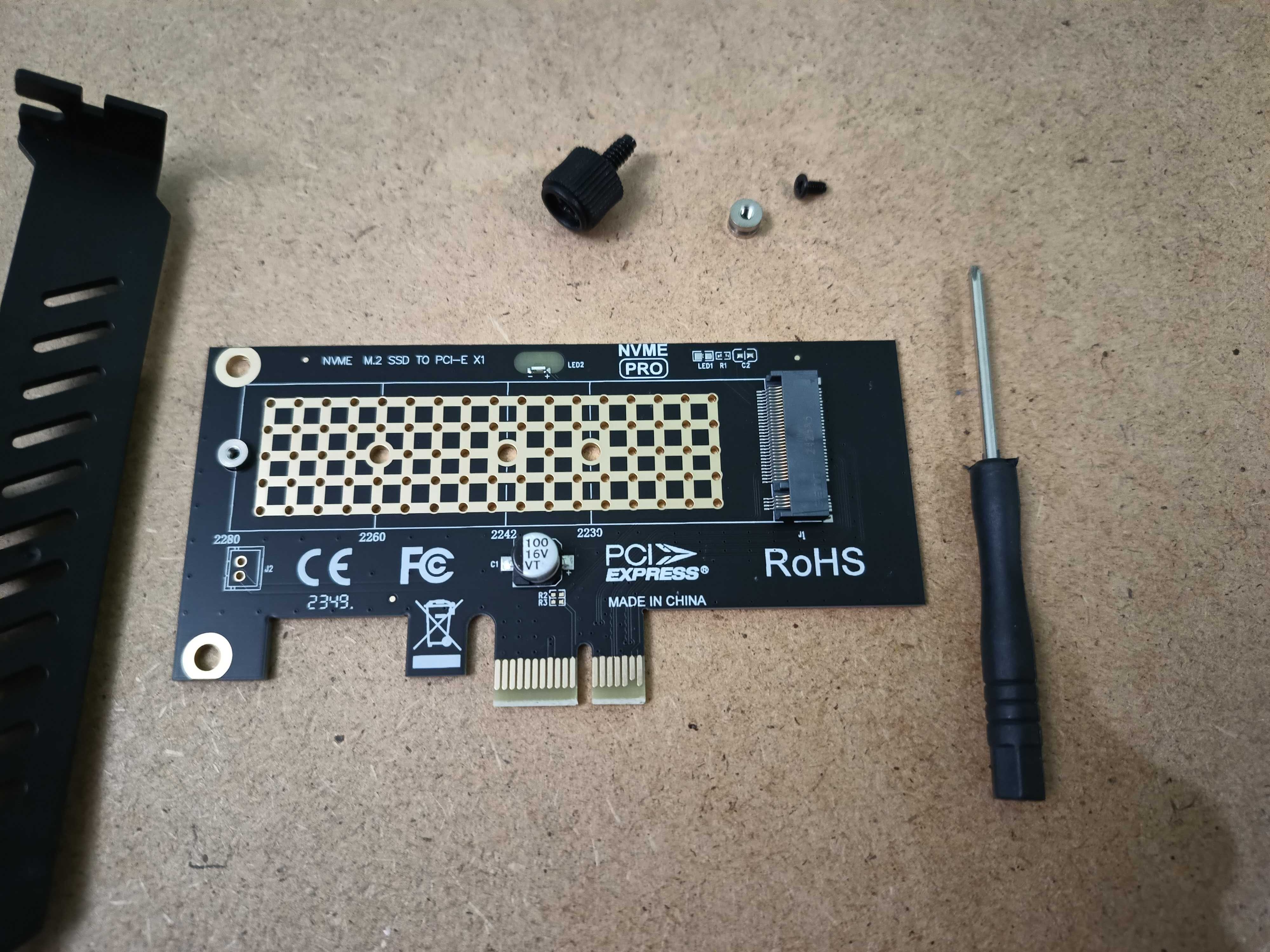 Адаптер PCI-E X1 на M.2 NVMe SSD JEYI