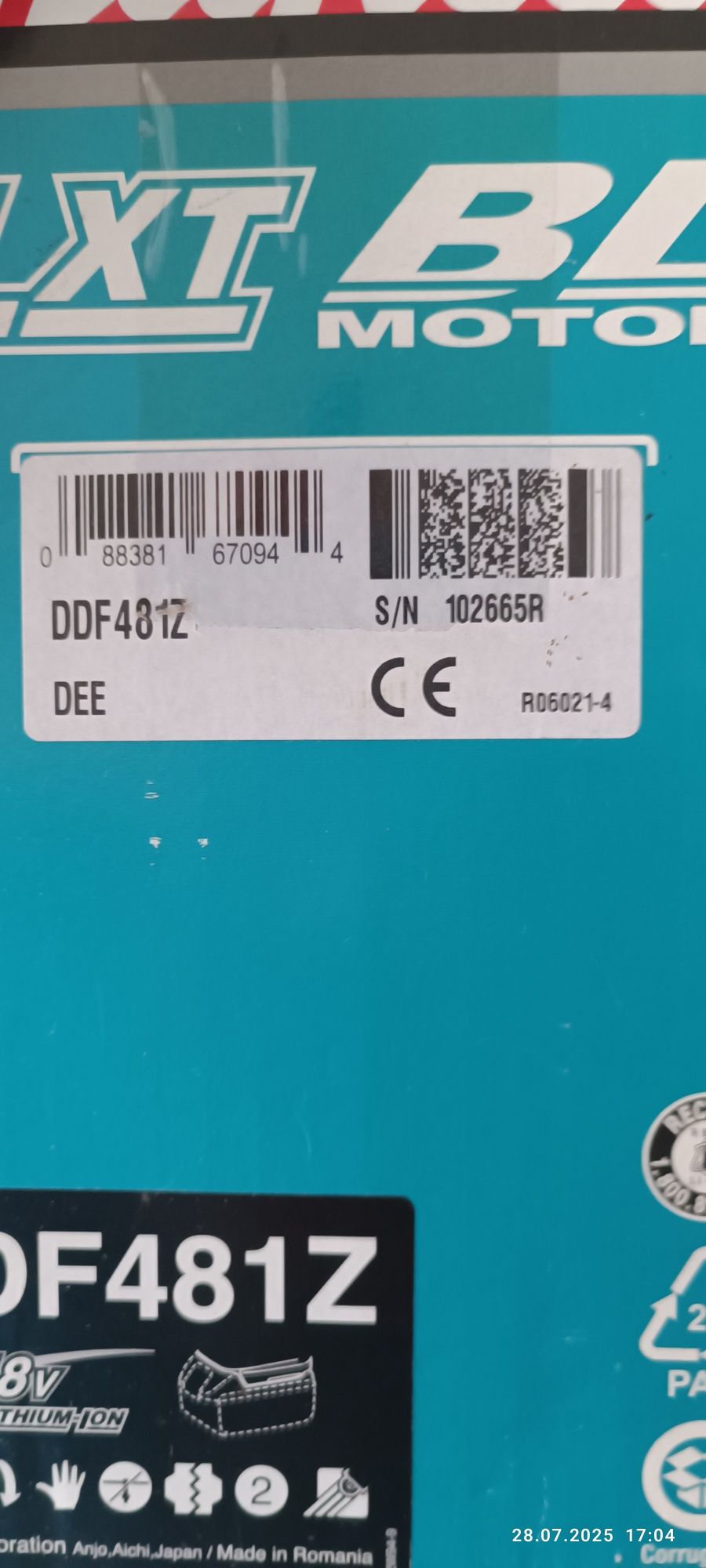 Makita  ddf481z 13mm