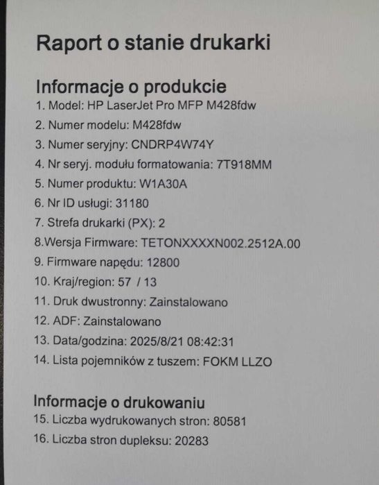Drukarka HP LaserJet Pro MPF M428fdw