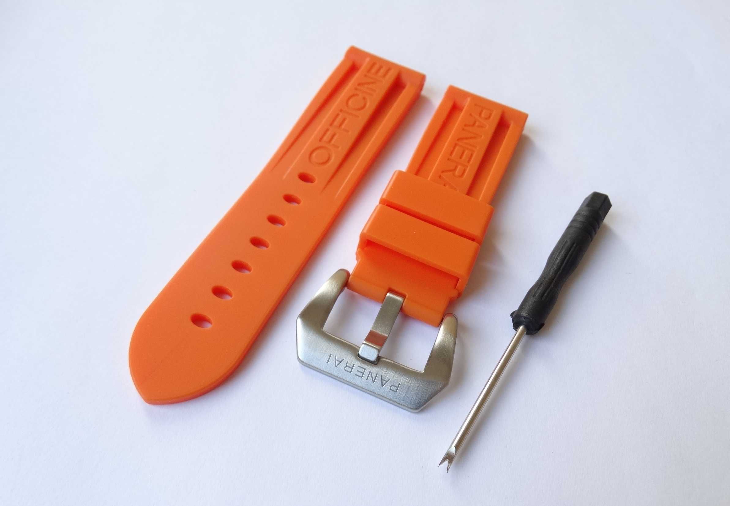Gumowy pasek silikonowy do zegarka Panerai PAM pomarańczowy 24mm nowy